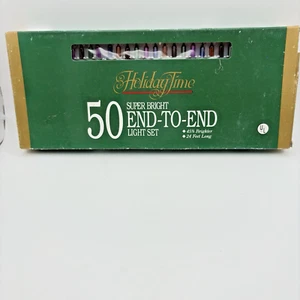 Vintage Holiday Time 50 Super Bright End-To-End Light Set 24 Feet Multi Color - Picture 1 of 4