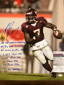 MICHAEL VICK VIRGINIA TECH HOKIES 8 INSCRIPTIONS JSA AUTHENTICATED SIGNED 16x20 - Bild 1 von 3