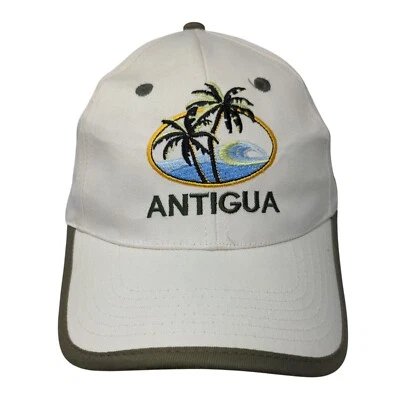 Antigua Palm Trees Strapback Hat Cream OSFA Adjustable Embroidered - Image 1 of 4