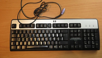 HP Tastatur PS/2 PS2 Keyboard, Basic KB-0316 Schwarz/Silber QWERTZ - Bild 1 von 2
