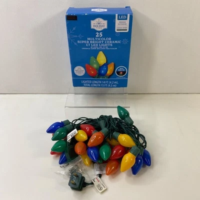 Holiday Time 25 Multicolor Super Bright Ceramic C7 Led Christmas Lights Indoor O - Image 1 of 4