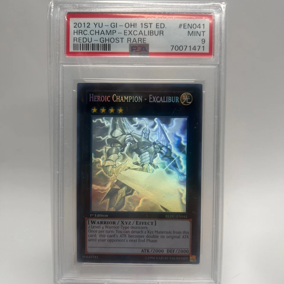 2012 Yugioh Heroic Champion Excalibur Ghost Rare 1st Ed. REDU-EN041 PSA 9 MINT - Image 1 of 1