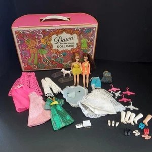 Topper Dawn Puppe 70er Jahre 2 Puppen, Tragetasche, Kleidung, Schuhe, Ständer, mehr - Bild 1 von 23