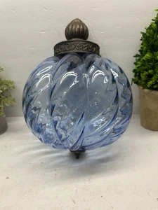 Vintage AQUA Caprice BLUE Hanging Swag Lamp Light MCM STUNNING COLOR - Picture 1 of 14