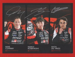TOYOTA GR010 LMH #7 signierte Conway-Kobayashi-De Vries KARTE 21x15 cm WEC IMOLA 2024 - Bild 1 von 2
