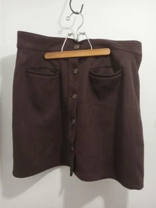 Maurices Skirt Faux Suede Deep Burgundy Sz 16 Button Up, Slash Pockets - Picture 1 of 7