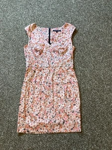 French Connection stretchy cotton summer dress pink daisies size 14 - Picture 1 of 3