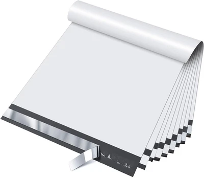 12X15.5 Inches 100Pc White Poly Mailers Shipping Bags for Clothing Maili - Image 1 of 4