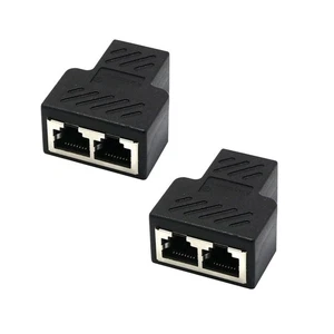 2Pack RJ45 Splitter Adapter 1 to 2 Ways Dual Female Port CAT5/CAT 6 LAN Ethernet - Photo 1/14
