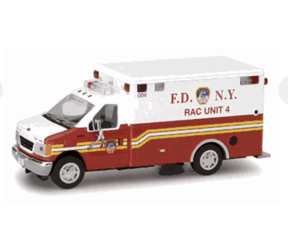 Code 3 1:64 Ford E350 Ambulance - New York Fire FDNY Rac Unit 4 Replica - Image 1 of 4