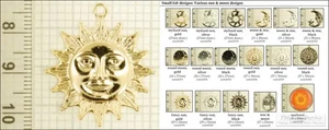 Sun & moon decorative fobs, various designs & watch chain options - Picture 1 of 7