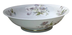 Haviland Schleiger 79 Pink Blue Poppies Footed Round Serving Bowl Limoges France - Picture 1 of 11