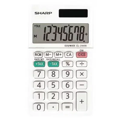 Sharp Pocket Calculator,LCD,8 Display Digits EL-244WB Sharp EL-244WB - Image 1 of 4