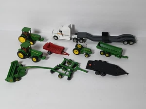 Lot of (9) John Deere Ertl Toy Tractors Semi Hailer Implements Diecast Models - Picture 1 of 5