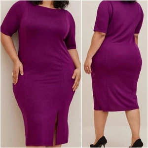 Torrid Midi Studio Cupro Boatneck Bodycon Dress Purple Size 1 Plus 1X NWT Office - Picture 1 of 9