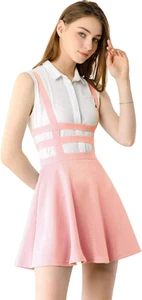 Women'S Pleated Overall Gothic 2025 Summer Elastic Waist Kawaii A-Line Braces Su - Picture 1 of 12