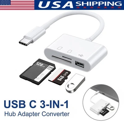 TF/SD Card Adapter Camera Reader Camera Android Type-c For iPhone15 Pro Max Plus - Image 1 of 4