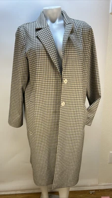 H&M Size 10 Plaid Casual Coat Hidden Snap Closure Side Pockets Tan Beige Black - Image 1 of 4