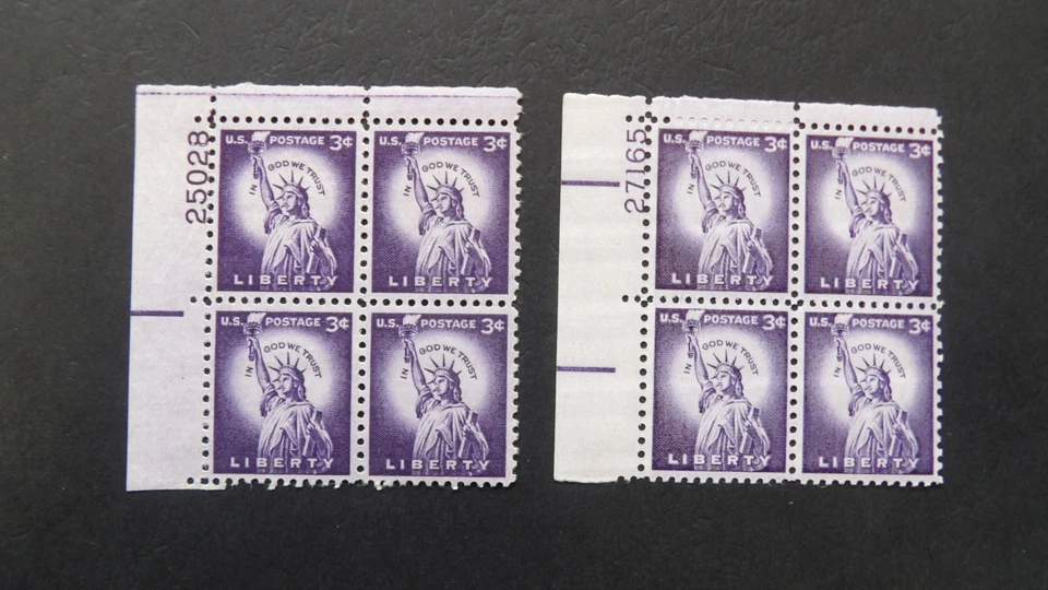 #1035 1035c Plate Blocks MNH OG VF "Wet & Dry Printing" #2 - Image 1 of 1
