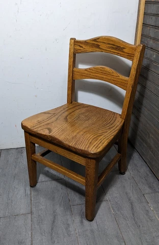 Vintage Rustic Mission Solid Oak Wood Child Student School Chair A62 Cover