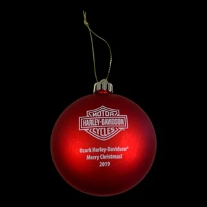 Ozark Harley-Davidson Merry Christmas! 2019 3" Diameter Red Ornament - Picture 1 of 5
