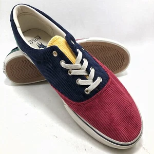 Polo Ralph Lauren Keaton Pony Corduroy Red Blue Green Shoes Mens Sz 15 /48 Flats - Picture 1 of 10