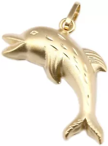 Anhänger Delfin 3D Gelbgold echt 333 Gold 8kt Delphin Kinderanhänger Unisex - Bild 1 von 3