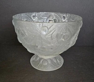 Mikasa Bountiful Large Footed Fruit Bowl Frosted Glass Raised Cherry Design - Picture 1 of 6