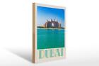 Holzschild Reise 30x40 cm Dubai Strand Meer Moschee Sonne