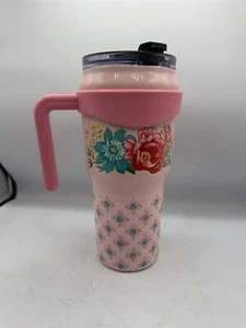 PIONEER WOMAN FANCY FLOURISH INSULATED 40 OZ PINK STAINLESS STEEL TUMBLER - Picture 1 of 8
