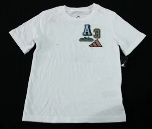 Adidas Boy's Short Sleeve Cotton Printed Logo T-Shirt CG2 White Size 4 - Picture 1 of 7