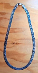 Milor Sterling 7mm Reversible Herringbone/Patinated Fancy .925 Choker 18" Italy - Picture 1 of 2