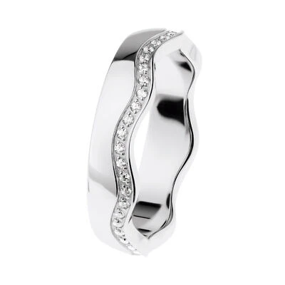 Ernstes Design Ring R578 evia Edelstahl poliert Zirkonia 5 mm Vorsteckring - Bild 1 von 3