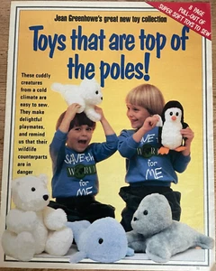 Jean Greenhowe PATRÓN DE COSTURA Juguetes Top de los Postes Sello Pingüino Ballena Oso Juguete - Imagen 1 de 14