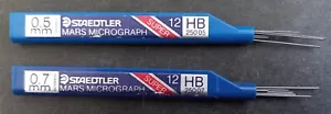 2 packets Staedtler Mars Micrograph Lead Inserts 0.5/0.7mm packs of 12 - Picture 1 of 2