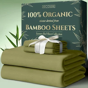 100% Organic Viscose Derived from Bamboo Sheets Twin Size 4Pcs - Ultra Soft & Lu - Picture 1 of 8