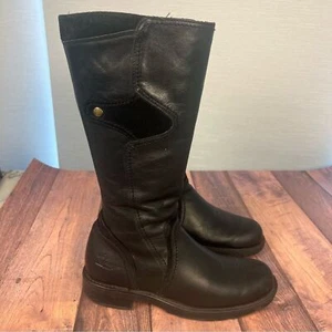 Panama Jack Black Tall Leather Moto Boots Women's EU 38 US 8 - Picture 1 of 10