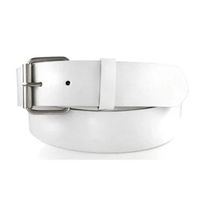 New Snap-On Plain Leather Belt Removable Roller Buckle Solid Unisex Mens Womens - Picture 1 of 13