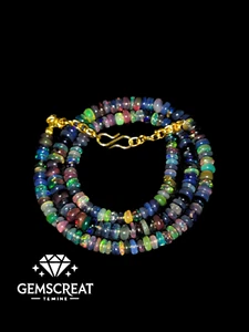 16" Natural Ethiopian Opal Wello Fire Opal Gemstone Opal 1 Necklace Jewelry B49 - Picture 1 of 5