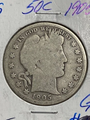 1905-s Barber Half Dollar 50 Cent, 99 cent shipping Cover
