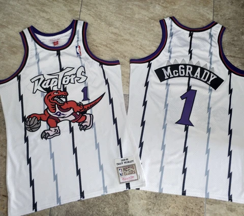 Toronto Raptors Tracy McGrady white 1 regular season Retro Vintage Jersey Cover