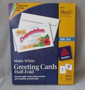 30 Avery Blank Greeting Cards & Envelopes 1/2-Fold Heavyweight Ink Print Quality - Picture 1 of 2