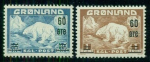 GREENLAND #39-40 (37-8) Polar Bear Ovpt set, og, NH, VF, Scott $76.00 - Picture 1 of 1