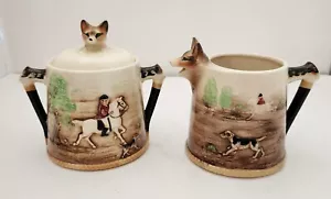 Marutomoware Unique Themed Fox Hunt Cream and Sugar Set,  Made in Japan - Picture 1 of 11