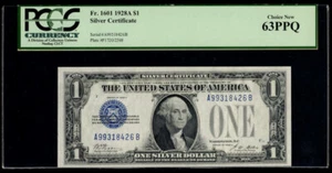 MALACK $1.00 1928A Fr 1601 PCGS 63 PPQ Crisp bill. pm0004 - Picture 1 of 1