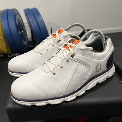 FootJoy FJ PRO/SL Mens Spikeless Golf Shoes 53533- White/Navy/Orange - Size 8 - Image 1 of 4