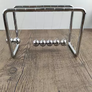 Grey Newtons Cradle Steel Balance Balls Physics Science Pendulum Desk Accessory - Picture 1 of 12