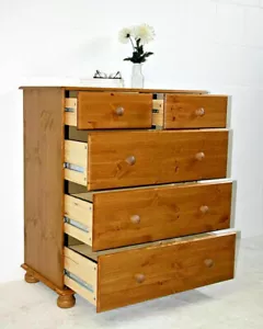 Massivholz Kommode Kiefer honig Anrichte mit schubladen wäsche-schrank Highboard - Bild 1 von 12