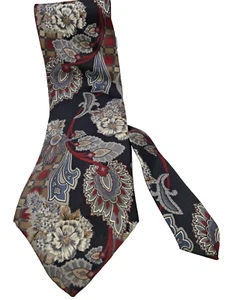 Johnny Carson Floral Paisley Italian 100% Italian Silk Neck Tie Made USA 59" - Picture 1 of 7