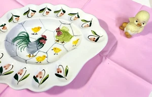 Vintage Made in Italy Egg Plater Rooster Chicken One of a Kind Hand Painted - Picture 1 of 6